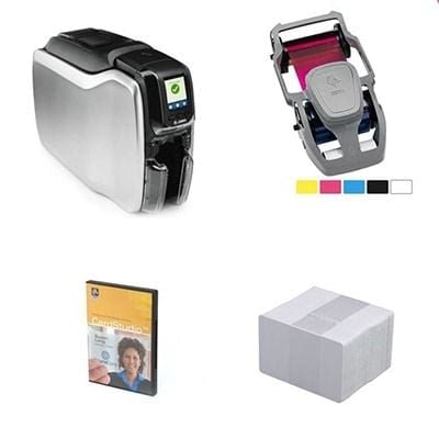 ZC300 Single Sided ID Card Printer (ZC 300 Single Sided ID Card Prinet  + 1 Color Ribbon + 100 Cards + Cardsutio Classic Software)